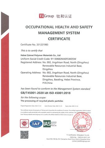 Occupational Health System Certificate