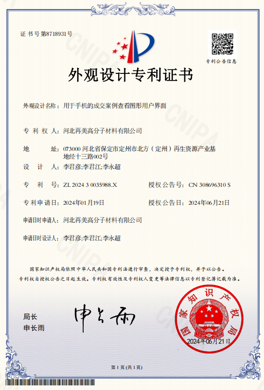 Remei Patent certificate