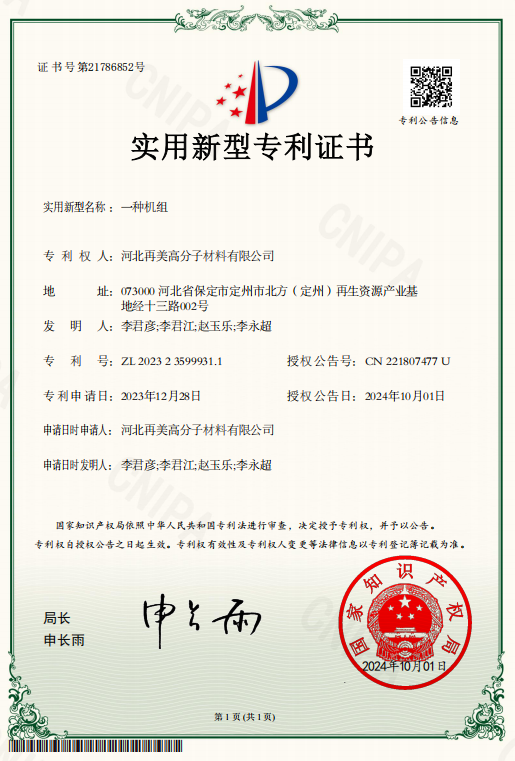 Remei Patent certificate
