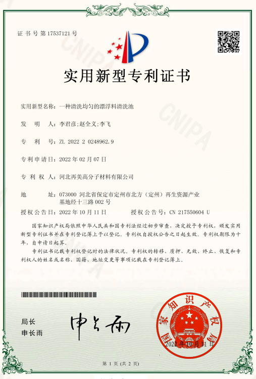Remei Patent certificate