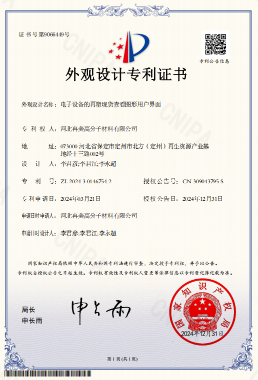 Remei Patent certificate