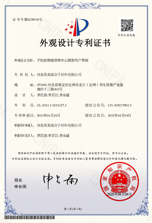 Remei Patent certificate