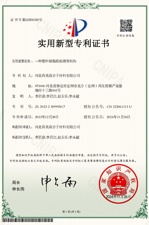 Remei Patent certificate