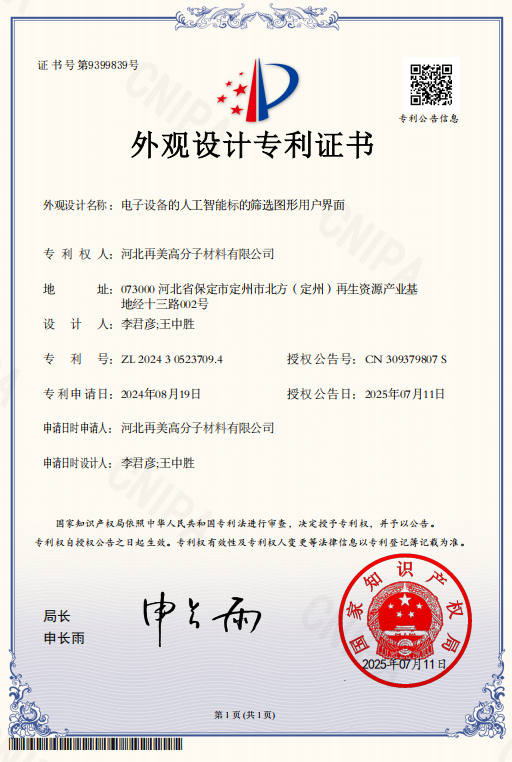 Remei Patent certificate
