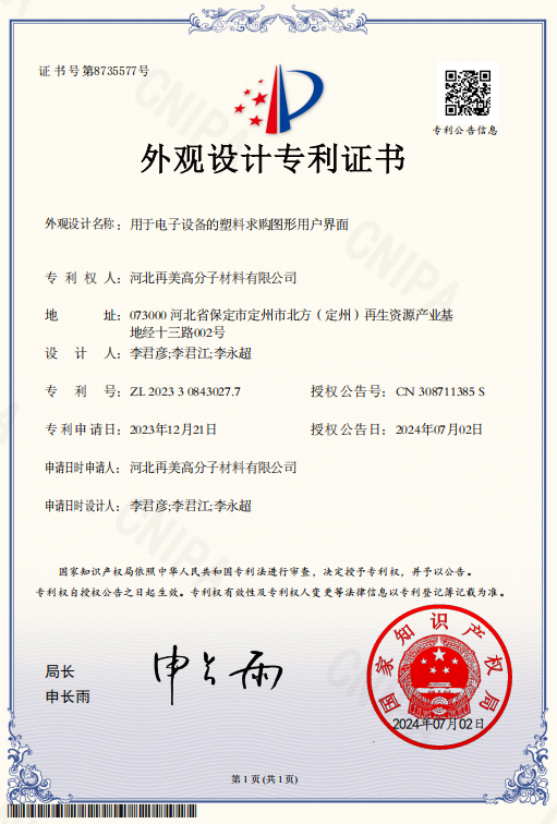 Remei Patent certificate