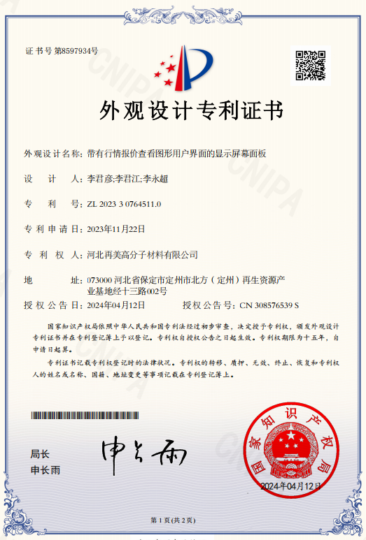 Remei Patent certificate